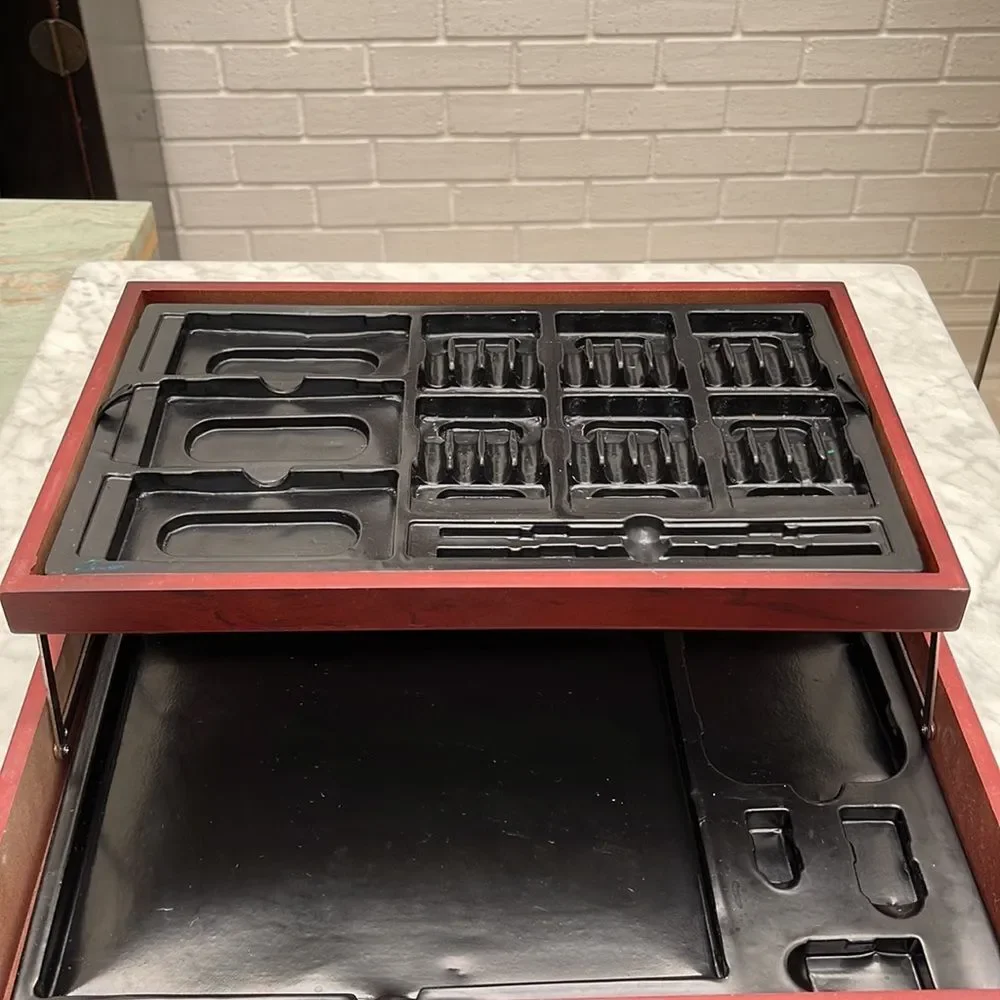 Antique wooden box with handles